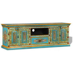 Mobile Porta Tv In Legno Massello Di Mango Blu Dipinto A Mano precio