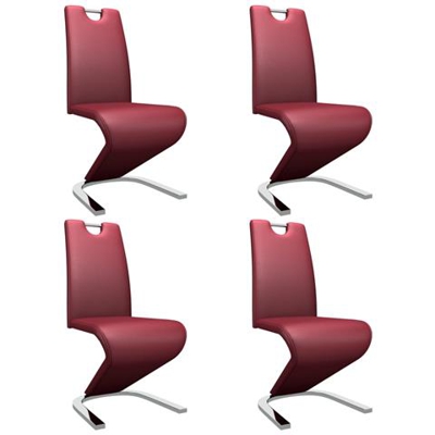 Sedie Da Pranzo Struttura A Zigzag 4 Pz Rosso Vino Similpelle