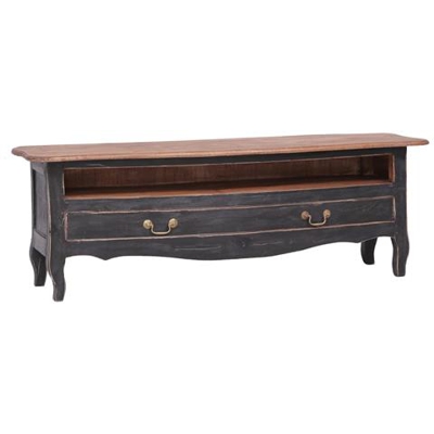Mobile Porta Tv 120x30x40 Cm Nero Legno Massello Di Recupero