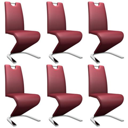 Sedie Da Pranzo Struttura A Zigzag 6 Pz Rosso Vino Similpelle características