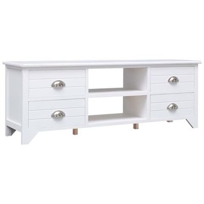 Mobile Porta Tv Bianco 115x30x40 Cm Legno Di Paulownia