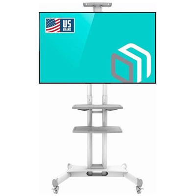 Supporto Tv Da Pavimento Con Rotelle Carrello Stand Porta Staffa Mobile Per Schermi 32'''' A 65'''' Pollici Lcd Led Plasma - Carico Fino 45.5 Kg - Vesa 100 X 100-600 X 400 Mm (ts1552)