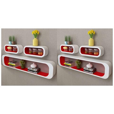 Mensole A Cubo Da Parete 6 Pz Rosso E Bianco