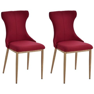Set Di 2 Sedie Da Pranzo Imbottite Gambe In Metallo Rosso
