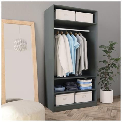 Armadio Grigio 100x50x200 Cm In Truciolato