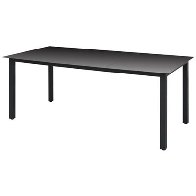 Tavolo Da Pranzo Per Giardino Vetro Alluminio 190x90x74 Cm Nero