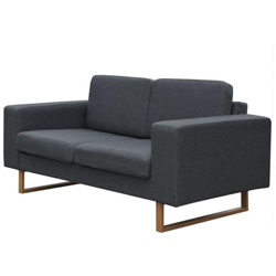 Divano 2 Posti In Tessuto Grigio Scuro en oferta