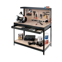 Banco da lavoro in legno e acciaio tavolo con piano 121x61 características