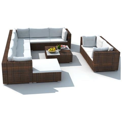 Set 32 Pz Divano Da Giardino In Polirattan Marrone