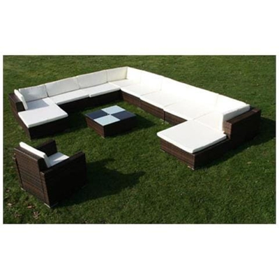 Set 35 Pz Seduta Da Giardino Mobile Polirattan Marrone