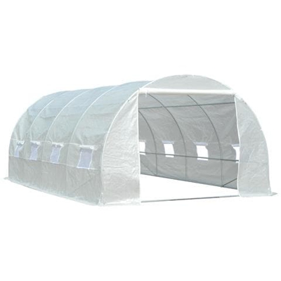 Serra Da Giardino A Tunnel Per Piante In Pe Con Tubi Di Ferro, Bianco, 600x300x200cm