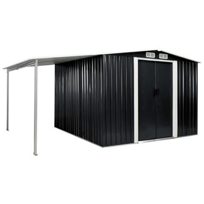 Capanno Giardino Porte Scorrevoli Antracite 386x259x178 Cm Acciaio