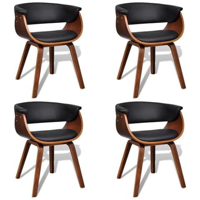 Sedia Moderna Da Tavola In Pelle Artificiale E Legno 4 Articoli