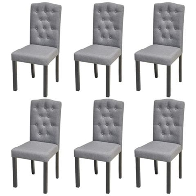 Sedie da Pranzo 6 pz Grigio Chiaro in Tessuto