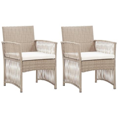 Poltrone Da Giardino Con Cuscini 2 Pz Beige In Polyrattan