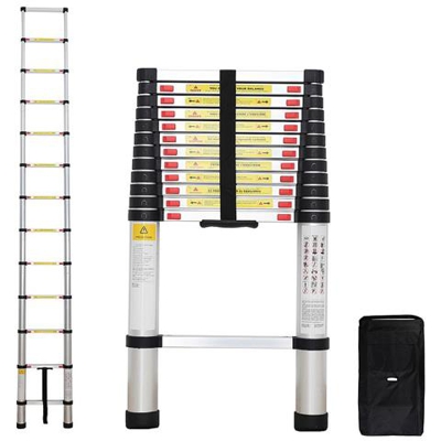 Scala Pieghevole, Scala Telescopica, 3,8 Metri, Borsa Per Trasporto Gratis, En 131, Carico Massimo: 150 Kg