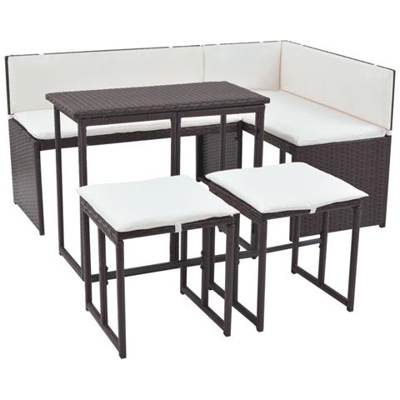 Set Divani Da Giardino 12 Pz In Polirattan Modulare Marrone