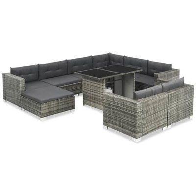 Set Divano Da Giardino 28 Pz In Polyrattan Grigio