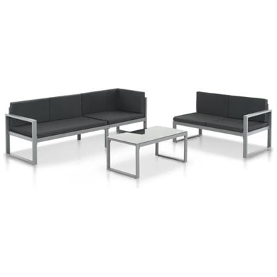 Set Divani Da Giardino 3 Pz Con Cuscini In Alluminio Nero