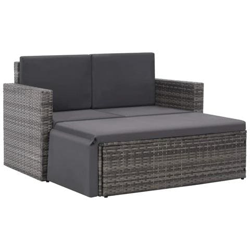 Set Divano Da Giardino 7 Pz In Polyrattan Grigio precio