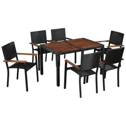 Set Da Pranzo Esterni 7 Pz In Rattan E Legno Massello D'acacia características