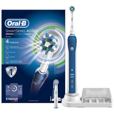Oral-b Smart Serie 4000 Parti Croce Spazzolino Elettrico Ricaricabile Powered By Braun - Fornito Con Una Spina 2 Spina Uk