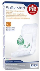 CEROTTO PIC SOFFIX MED IN TNT CON TAMPONE CENTRALE ASSORBENTE STERILE MONOUSO 10X20 CM ANTIBATTERICO 5 PEZZI en oferta
