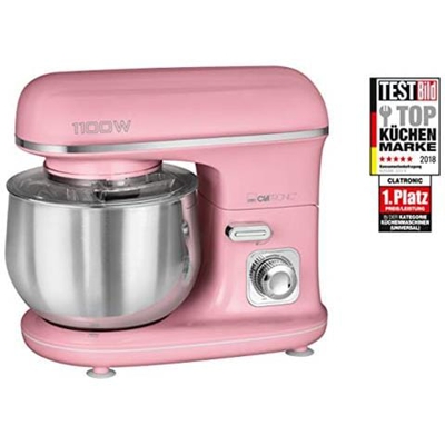 Km 3711 Rock'n'retro Impastatrice Con Coperchio Paraspruzzi Trasparente Con Apertura Di Ricarica, 1100 Watt, 5 Litri, Braccio Girevole Multifunzione Pink