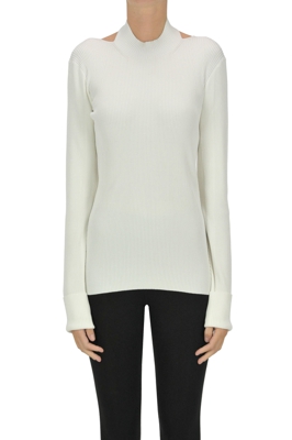 Ribbed viscose-blend knit pullover