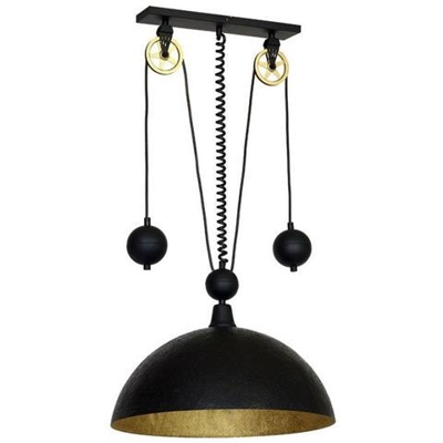 Lampada A Sospensione Perseus, Lampadario, Da Soffitto, Nero, Oro In Metallo, 45 X 45 X 100 Cm, 1 X E27, 60w