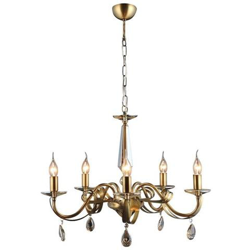 Lampadario Castro, Lampada A Sospensione, Da Soffitto, Rame Metallo, Cristallo, 62 X 62 X 95 Cm, 5 X E14, 40 W precio