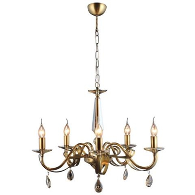 Lampadario Castro, Lampada A Sospensione, Da Soffitto, Rame Metallo, Cristallo, 62 X 62 X 95 Cm, 5 X E14, 40 W