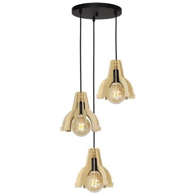 Lampada A Sospensione Draco, Lampadario, Da Soffitto, Nero In Metallo, Legno, 44 X 44 X 90 Cm, 3 X E27, 60w