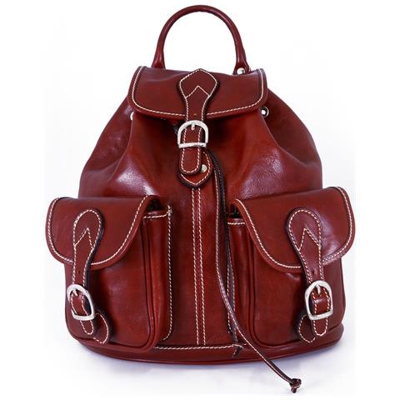 Zaino In Pelle Colore Rosso - Pelletteria Toscana Made In Italy - Zaino