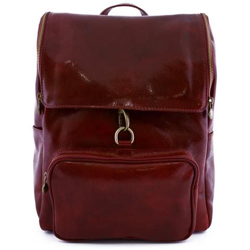 Zaino In Pelle Vera, Chisura Con Zip E Moschettone Colore Rosso - Pelletteria Toscana Made In Italy - Zaino características
