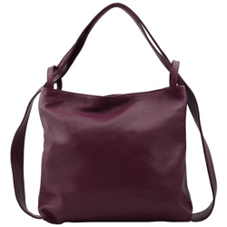 Shopper Zaino In Vera Pelle Colore Rosso Borgogna - Pelletteria Toscana Made In Italy - Borsa Donna en oferta