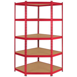 Scaffale Ad Angolo In Acciaio Senza Bulloni Z-Rax Rosso 90cm X 45cm X 183cm en oferta