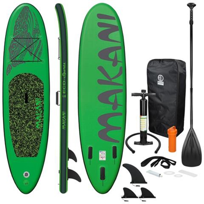 Surfboard Stand Up Paddle Board Sup Makani Pagaia Gonfiabile Verde 320x82x15 Cm