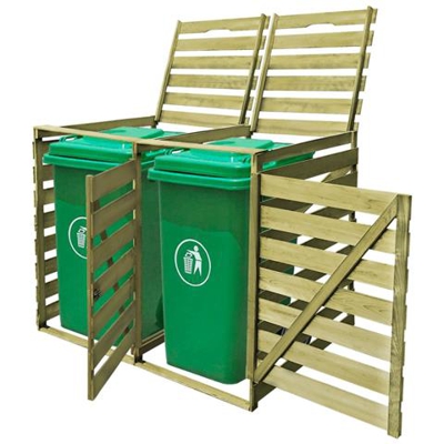 Copribidone Doppio Per Spazzatura In Legno Impregnato 240 L