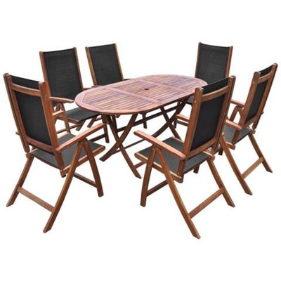 Set da Pranzo per Esterni 7 pz in Legno di Acacia Pieghevole