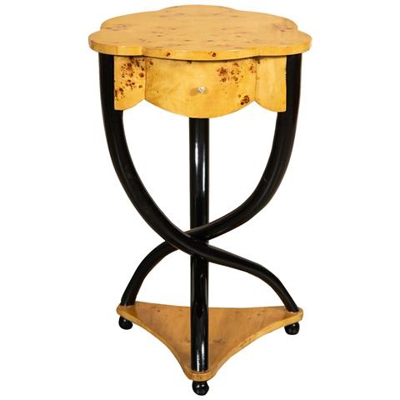 Tavolino Con Cassetto In Radica Di Thuya Sagomato