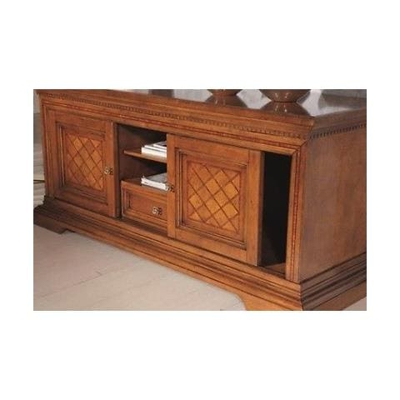 Mobile Porta Tv Panca Intarsiata A Rombi Legno Massello X Sala Salotto