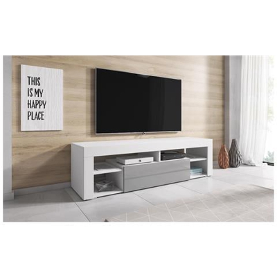 Mobile Da Soggiorno Mobile Tv Porta ''titan'' - 140 Cm - Bianco / Grigio