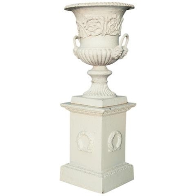 Vaso Diam. 44xh62 Cm Con Base L35xpr35xh50 Cm In Fusione Di Ghisa