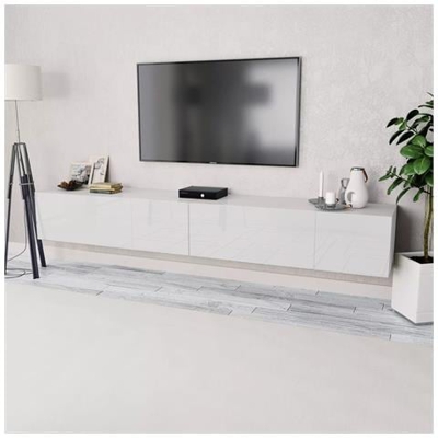 Mobili Porta Tv 2 Pz In Truciolato 120x40x34 Cm Bianco Lucido
