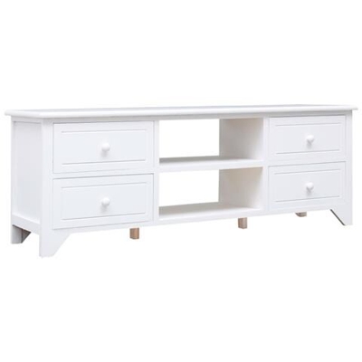 Mobile Porta Tv Bianco 115x30x40 Cm Legno Di Paulownia