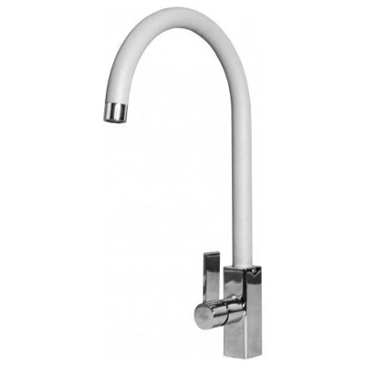 Miscelatore Monocomando con canna girevole Rain 21x40 cm Keratek Plus White Bianco Assoluto 96