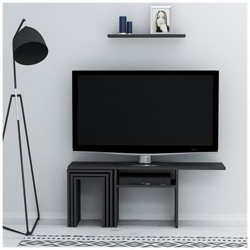 Mobile Porta Tv Peri Con Tavolino Da Caffè, Ante, Ripiani, Da Soggiorno, Antracite In Legno, 120,6 X 29,5 X 49 Cm precio
