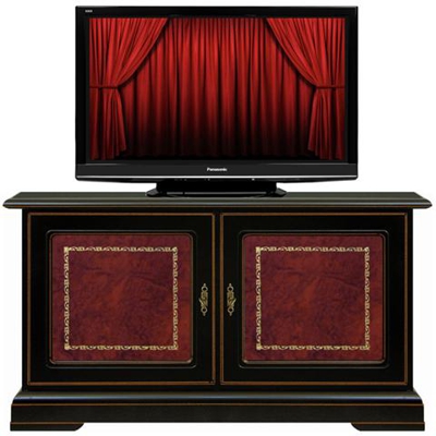 Mobile Tv Credenza antine con vera pelle - L 106 - H 64 cm