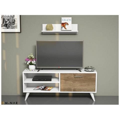 Mobile Porta Tv Cd Ripiani Supporto Party Bianco Legno Scuro-casa Arredo Design - Per Soggiorno - Porta, Mensole, Ripiani, Supporto, Componibile